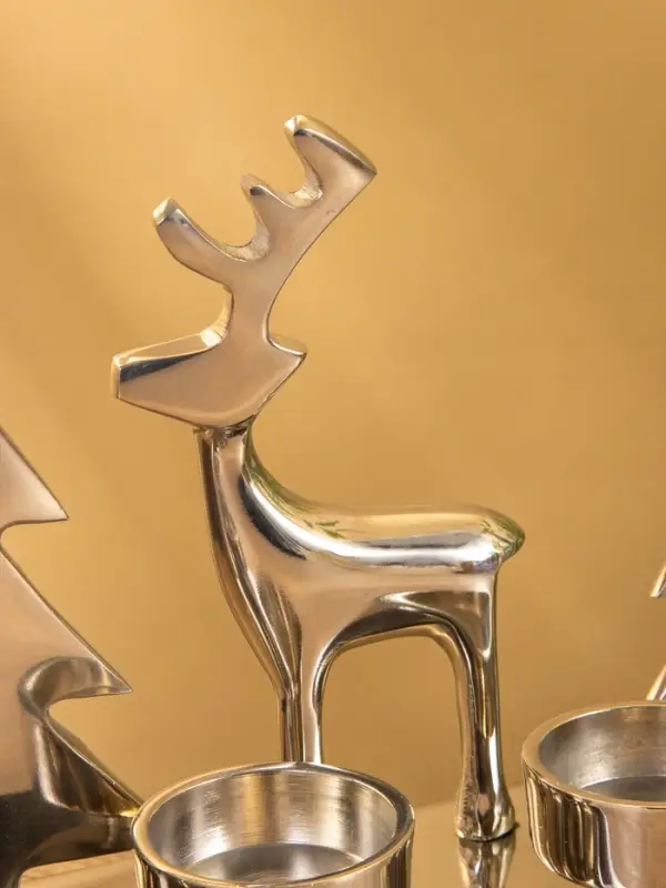 Подсвечник на 4 свечи  Подсвечник на 4 свечи "Рудольф и ёлки" алюминий 30х9х15 см