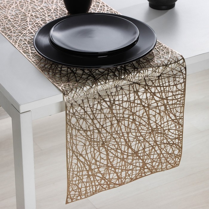 Дорожка на стол Доляна «Паутинка», 30×150 см, цвет золотой Дорожка на стол Доляна «Паутинка», 30×150 см, цвет золотой
