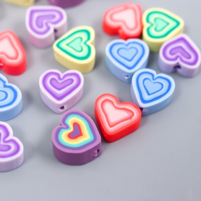 Бусины для творчества PVC Бусины для творчества PVC "Сердечки красочные" набор 25 шт 0,5х0,9х1 см