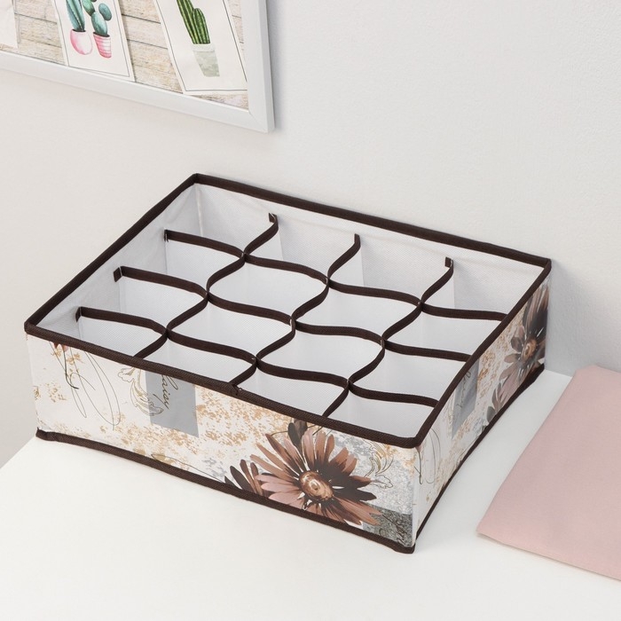 Органайзер для хранения белья Доляна «Астра», 16 ячеек, 36×28×12 см, цвет МИКС Органайзер для хранения белья Доляна «Астра», 16 ячеек, 36×28×12 см, цвет МИКС