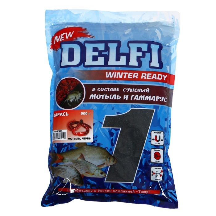 Прикормка зимняя увлажненная DELFI ICE Ready, карась, мотыль + червь, черная, 500 г Прикормка зимняя увлажненная DELFI ICE Ready, карась, мотыль + червь, черная, 500 г