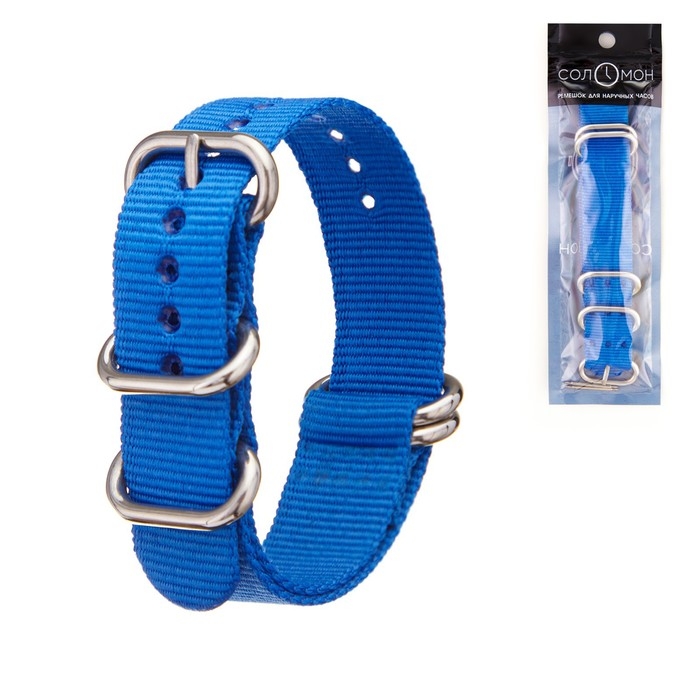Ремешок для часов Ремешок для часов "Соломон", 20 мм, l-27 см, синий
