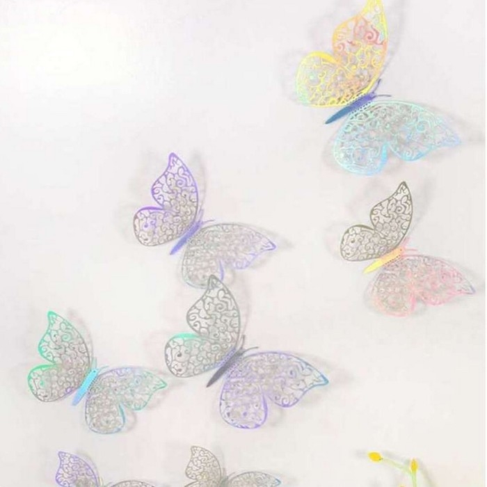 Набор топперов «Бабочки», 12 штук, голография, цвет серебро Набор топперов «Бабочки», 12 штук, голография, цвет серебро