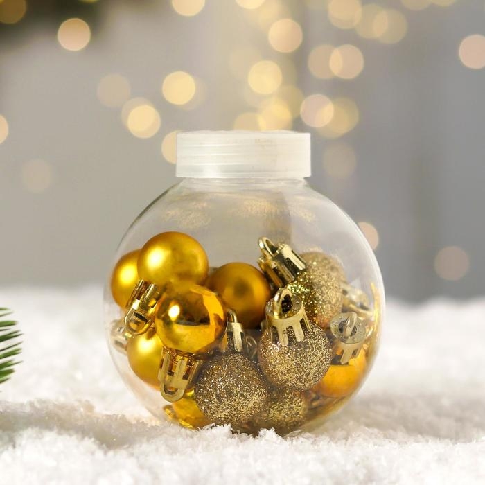 Ёлочные игрушки, шары новогодние , пластик, набор d-2 см, 18 шт "Небылица" золото