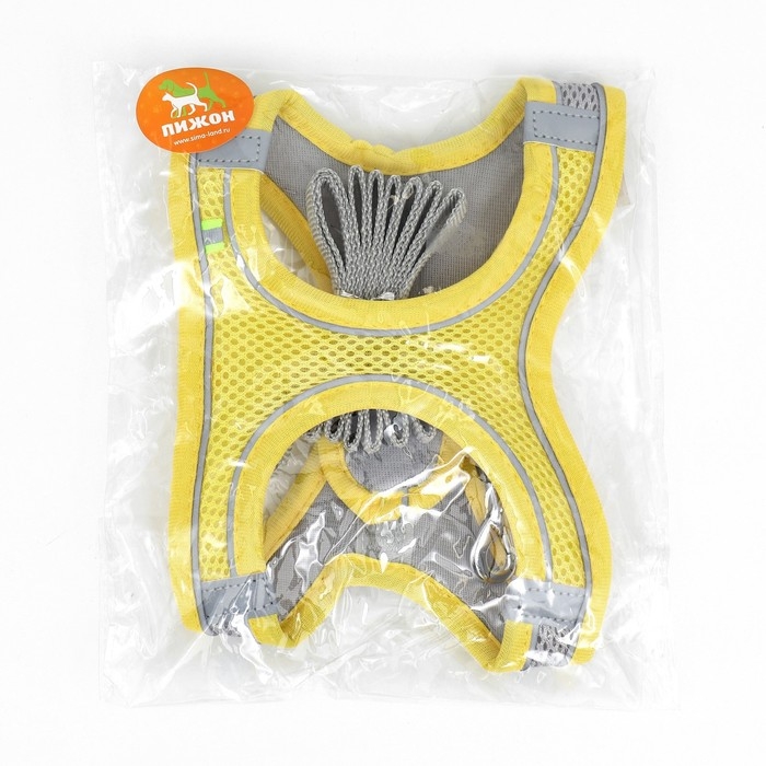 Комплект с мягкой шлейкой, быстросъемный, M, поводок 150 х 1,5 см, ОШ 38-44 см, ОГ 44-50 см, жёлтый Комплект с мягкой шлейкой, быстросъемный, M, поводок 150 х 1,5 см, ОШ 38-44 см, ОГ 44-50 см, жёлтый