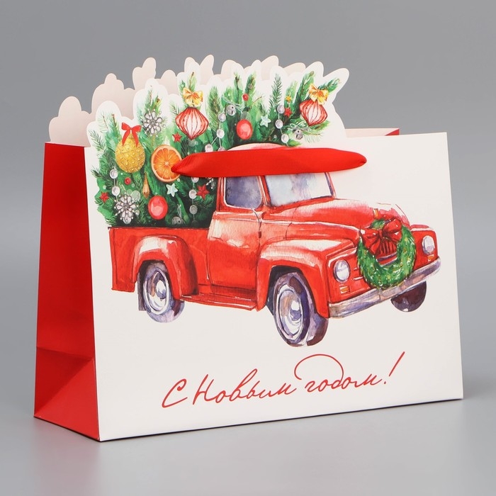 Пакет подарочный новогодний «Спешу к тебе», 30 х 25 х 10 см, Новый год Пакет подарочный новогодний «Спешу к тебе», 30 х 25 х 10 см, Новый год