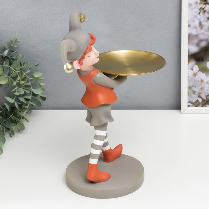 Сувенир полистоун подставка  Сувенир полистоун подставка "Малыш в костюме скомороха" оранжево-серый  33х14,5х21 см