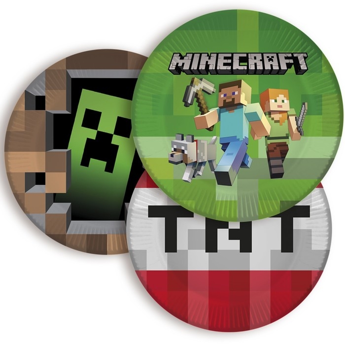 Тарелка бумажная &laquo;Пиксели. Ассорти&raquo;, 18 см, в наборе 6 штук