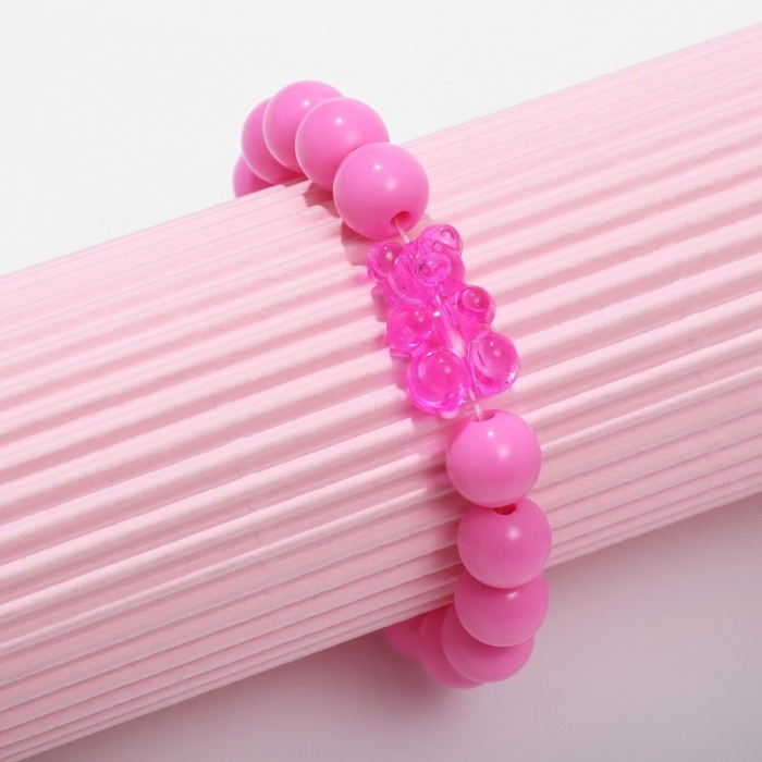 Браслет детский «Выбражулька» мармеладный мишка, цвет матовый розовый