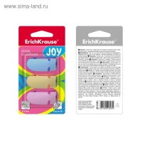 Точилка 1 отверстие ErichKrause Joy, 3 штуки, в блистере, микс