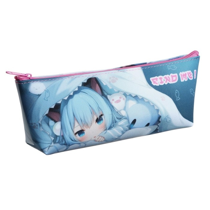 Пенал мягкий, 1 отделение, 80 х 190(225) х 40 мм, объёмный, ПМО 32-20  Пенал мягкий, 1 отделение, 80 х 190(225) х 40 мм, объёмный, ПМО 32-20 "Аниме милашка" 70684
