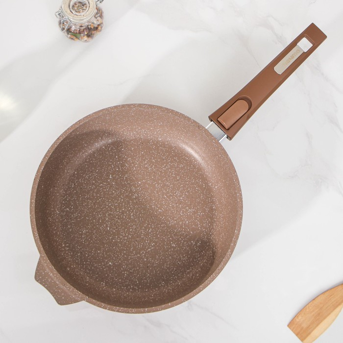 Сковорода «Гранит», d=26 см, съёмная ручка, стеклянная крышка, антипригарное покрытие, цвет коричневый Сковорода «Гранит», d=26 см, съёмная ручка, стеклянная крышка, антипригарное покрытие, цвет коричневый
