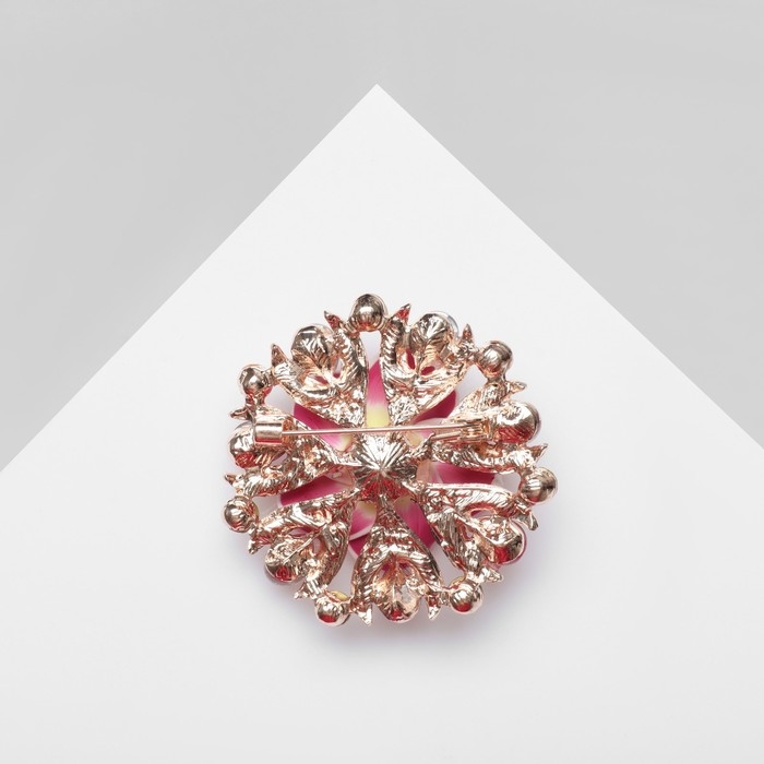 Брошь &laquo;Цветок&raquo; франжипани в стразах, цветная в розовом золоте