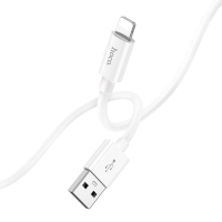 Кабель Hoco X87, Lightning - USB, 2.4 А, 1 м, оплётка силикон, белый