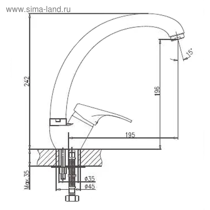 Смеситель для кухни Haiba HB4113-7, однорычажный, на гайке, чёрный Смеситель для кухни Haiba HB4113-7, однорычажный, на гайке, чёрный