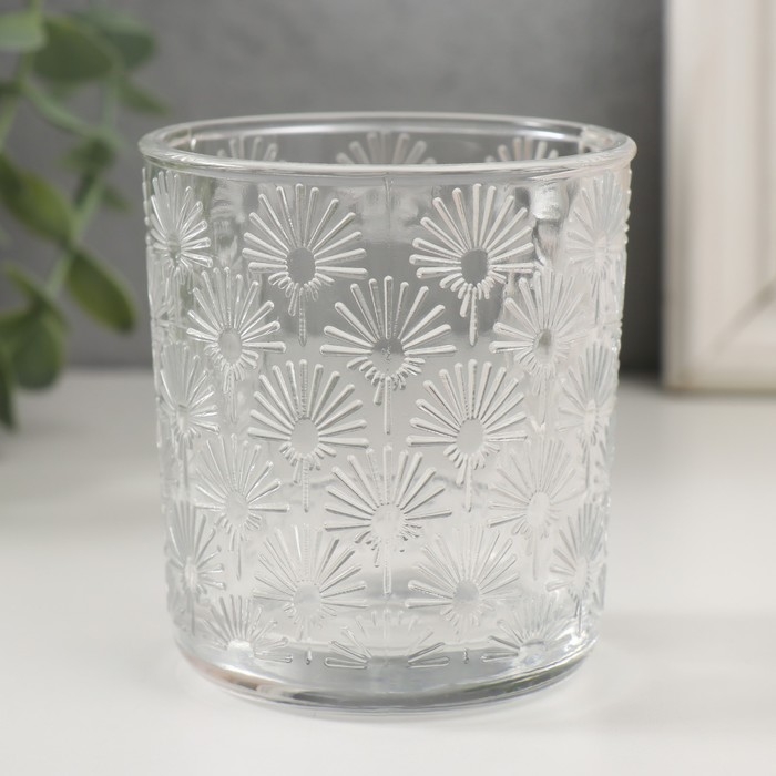 Банка для свечей стекло Банка для свечей стекло "Цветочки" прозрачная 200 мл 7,5х7,5х8,2 см