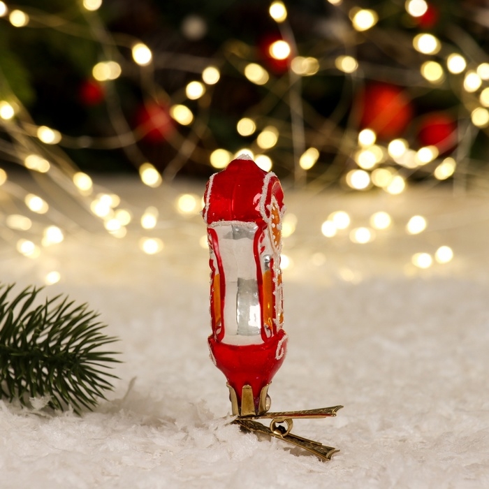 Ёлочное украшение Ёлочное украшение "Часы на прищепке" красный, в подарочной упаковке