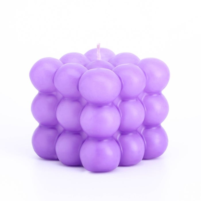 Свеча фигурная ароматическая  Свеча фигурная ароматическая "Бабл куб", 5,5х6 см, лаванда