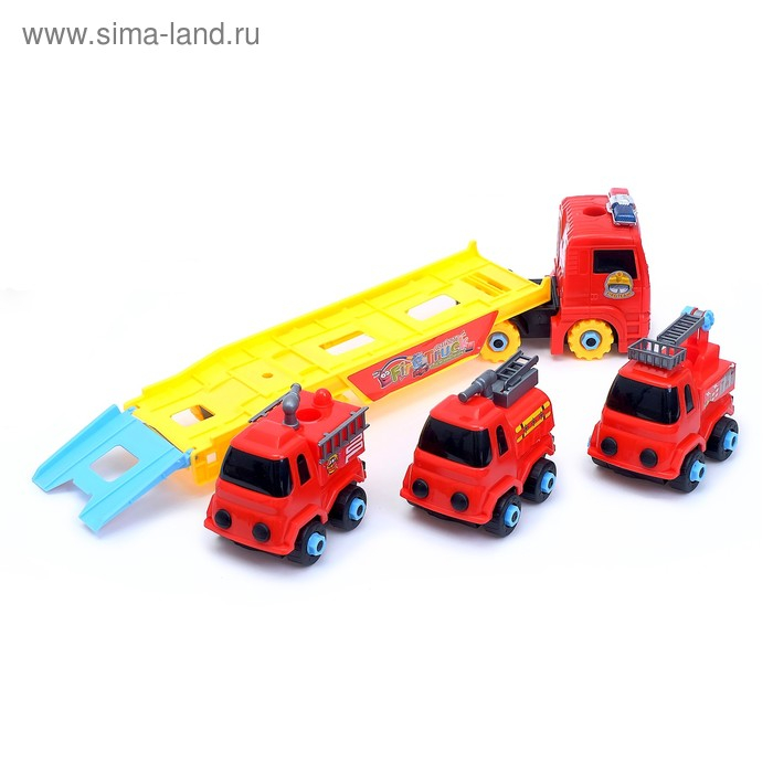 Конструктор винтовой «Пожарный автовоз», с 3 машинками Конструктор винтовой «Пожарный автовоз», с 3 машинками