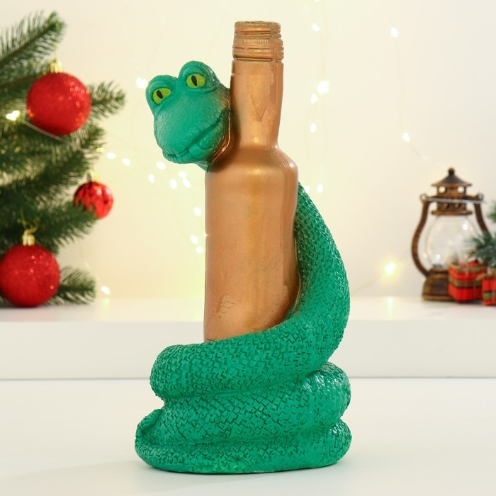 Копилка Копилка "Змея с бутылкой" зеленая, 30см