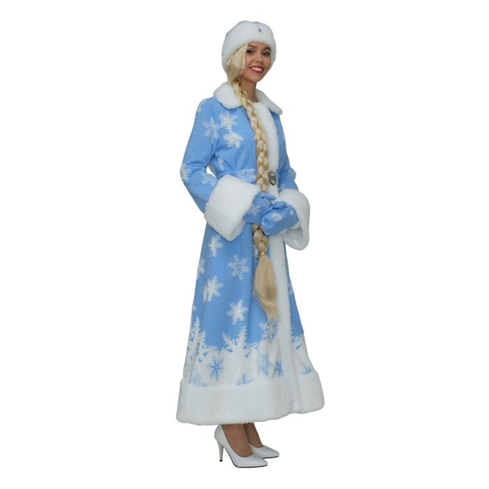 Карнавальный костюм «Снегурочка со звёздами», шубка, шапочка, рукавички, р. 52 Карнавальный костюм «Снегурочка со звёздами», шубка, шапочка, рукавички, р. 52