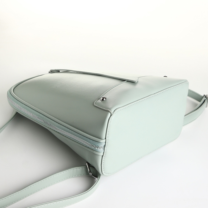 Рюкзак городской из искусственной кожи на молнии, цвет зелёный