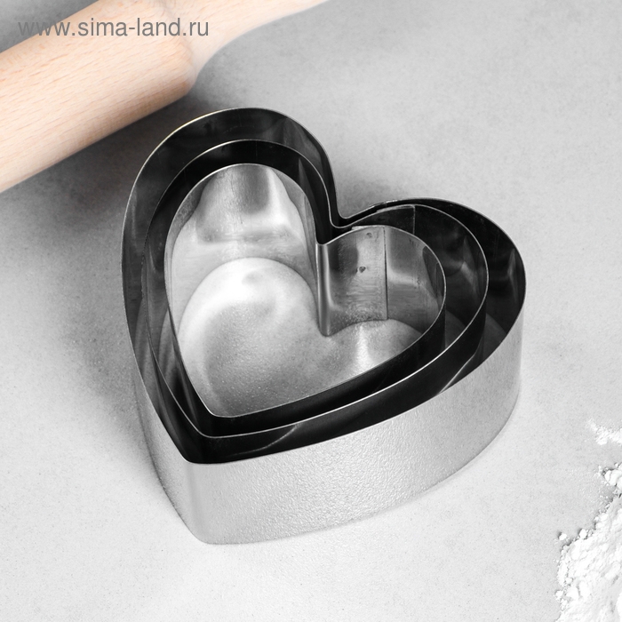 Набор форм для выпечки и выкладки «Сердце», 11х10х5 см, 3 шт Набор форм для выпечки и выкладки «Сердце», 11х10х5 см, 3 шт