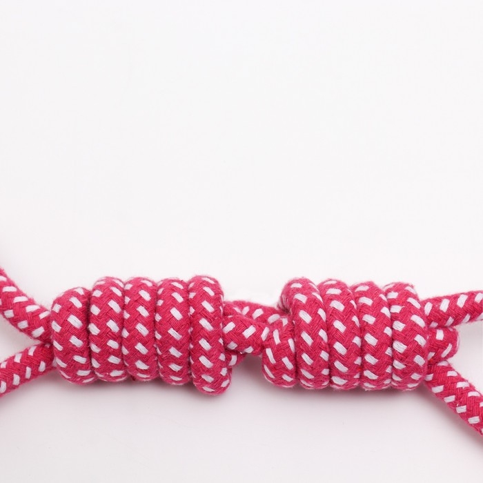 Игрушка канатная с ручкой и мячами Игрушка канатная с ручкой и мячами "Дуэт", до 35 см, до 180 г, ярко-розовая/белая