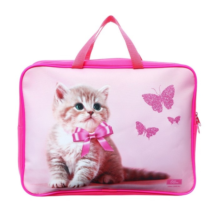 Папка с ручками текстильная А4, 350 х 270 х 100 мм, Calligrata TOP "Милый котик"