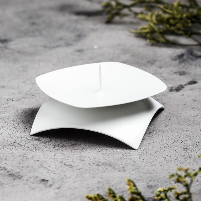 Подсвечник Подсвечник "Кварта Н" металл на 1 свечу, 9,5х3 см, белый