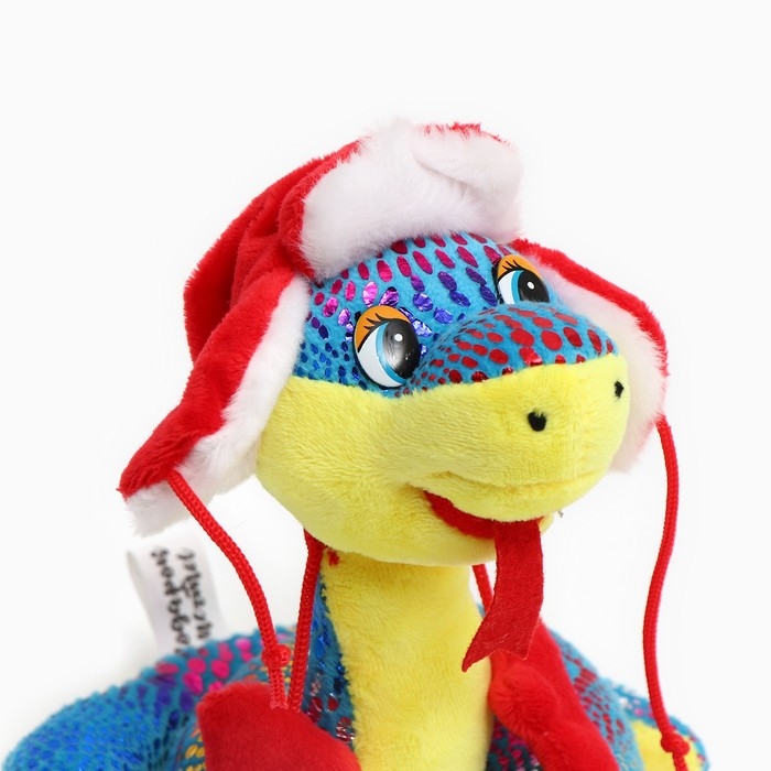 Мягкая игрушка «Змея», в шапке ушанке, 15 см, цвет синий Мягкая игрушка «Змея», в шапке ушанке, 15 см, цвет синий