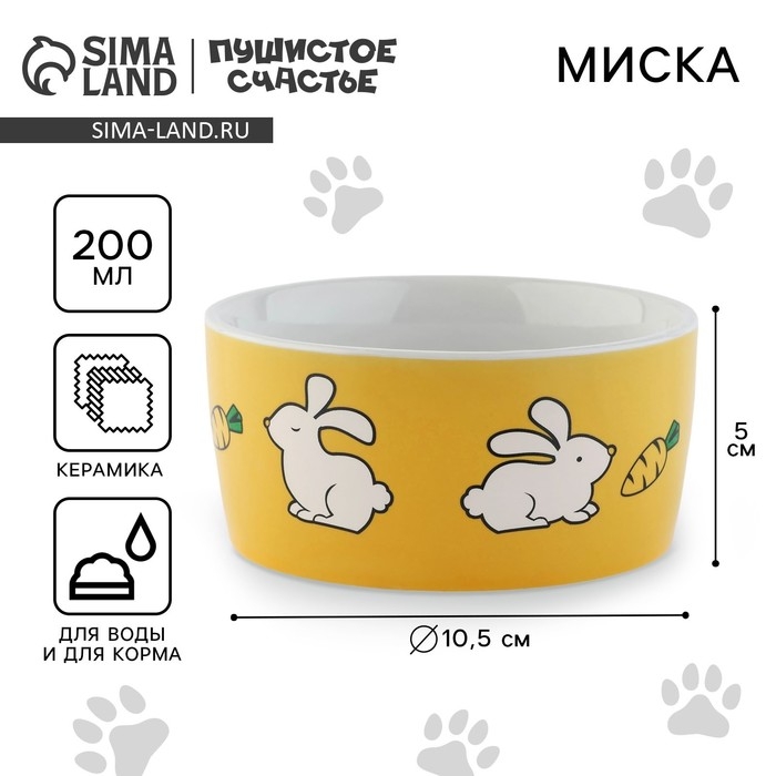 Миска керамическая «Пушистый кролик», 200 мл, для грызунов Миска керамическая «Пушистый кролик», 200 мл, для грызунов