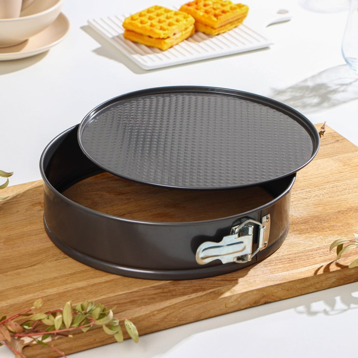 Набор форм для выпечки Доляна &laquo;Элин&raquo;, 3 предмета: d=25/21/26 см, съёмное дно, антипригарное покрытие, цвет чёрный