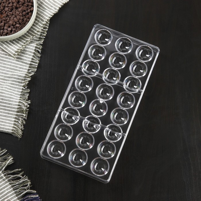 Форма для конфет и шоколада KONFINETTA «Полусфера», 27,5×13,5 см, 24 ячейки 3×3 см, цвет прозрачный Форма для конфет и шоколада KONFINETTA «Полусфера», 27,5×13,5 см, 24 ячейки 3×3 см, цвет прозрачный