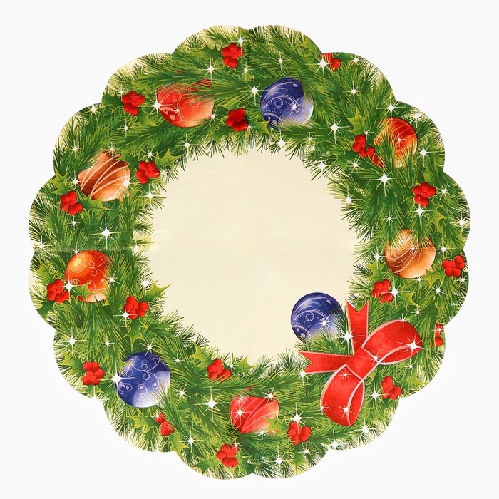 Новый год. Салфетки бумажные Art Bouquet Rondo Новый год. Салфетки бумажные Art Bouquet Rondo "Новогодний венок - 2" , 3 слоя, d 32, 12 шт