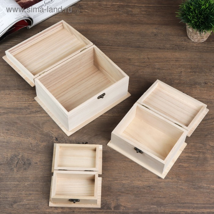 Шкатулка дерево для росписи прямоугольник борт (набор 3 шт) 20,5х10х15 см Шкатулка дерево для росписи прямоугольник борт (набор 3 шт) 20,5х10х15 см