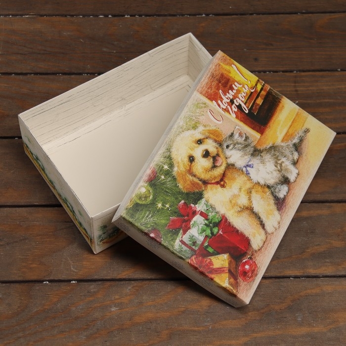 Новый год. Коробка подарочная новогодняя складная, крышка-дно Новый год. Коробка подарочная новогодняя складная, крышка-дно "С Новым Годом" 24 х 17 х 8 см