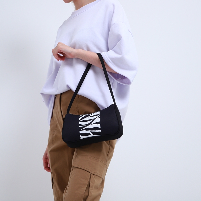 Сумка женская багет из текстиля, «Зебра», 23х13х5 см. Сумка женская багет из текстиля, «Зебра», 23х13х5 см.