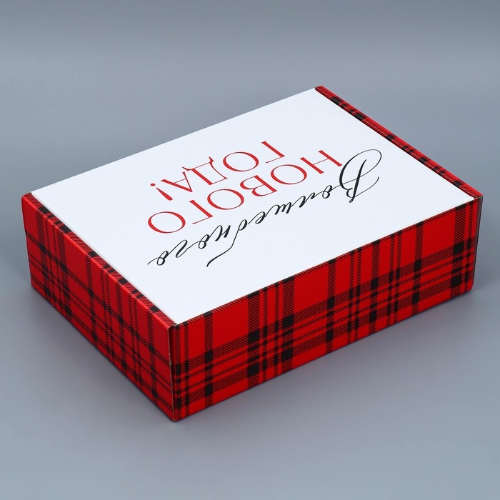 Коробка подарочная новогодняя складная «Клетка», 30,7 х 22 х 9,5 см, Новый год Коробка подарочная новогодняя складная «Клетка», 30,7 х 22 х 9,5 см, Новый год