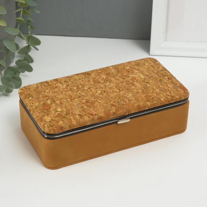 Шкатулка кожзам для украшений Шкатулка кожзам для украшений "Пробка" 10х18х6 см
