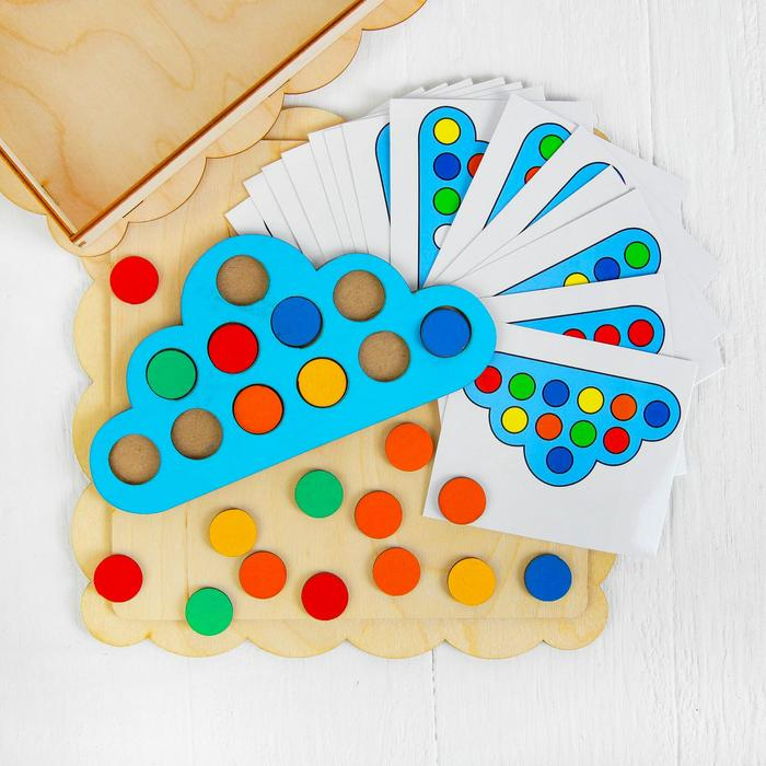 Развивающая игрушка «Умное облачко», d кружков (60 шт.): 2 см, в наборе 15 карточек Развивающая игрушка «Умное облачко», d кружков (60 шт.): 2 см, в наборе 15 карточек