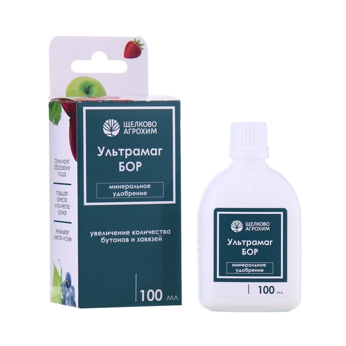 Жидкое боросодержащее микроудобрение Ультрамаг бор, для листовых подкормок основных  культур,100 мл Жидкое боросодержащее микроудобрение Ультрамаг бор, для листовых подкормок основных  культур,100 мл