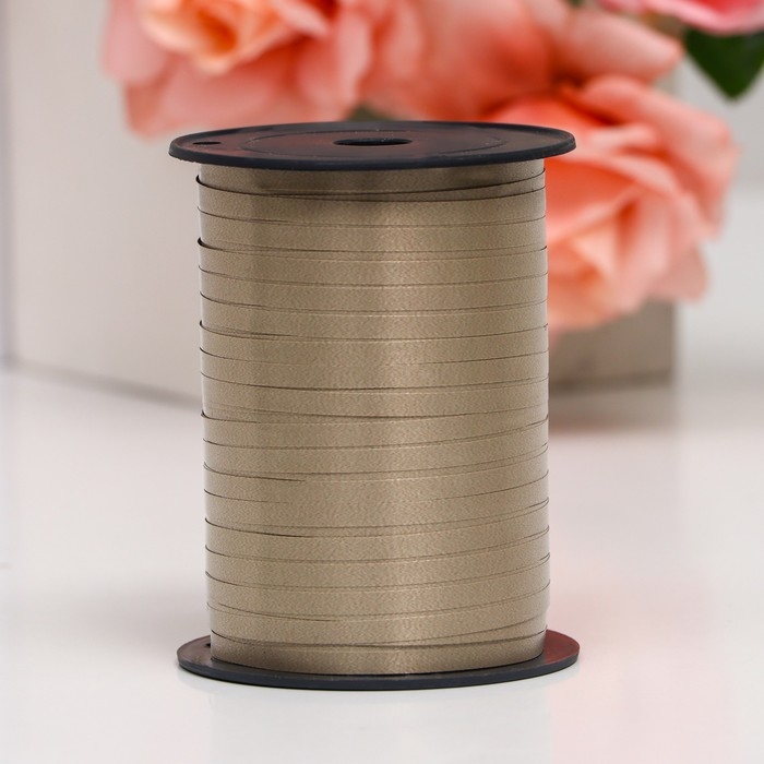 Лента для декора и подарков, бежевый хаки, 0,5 см х 250 м Лента для декора и подарков, бежевый хаки, 0,5 см х 250 м