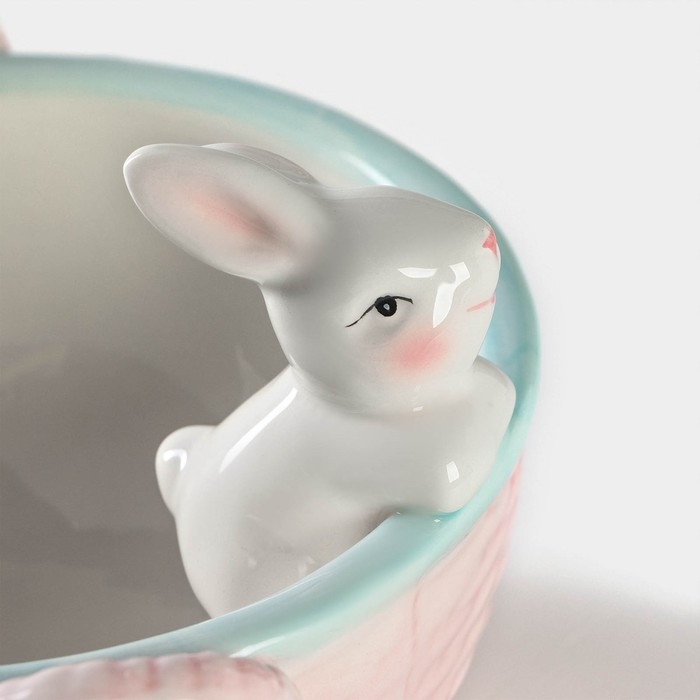 Конфетница «Зайка», 800 мл, 19,5×16,5×12,5 см, цвет розовый Конфетница «Зайка», 800 мл, 19,5×16,5×12,5 см, цвет розовый