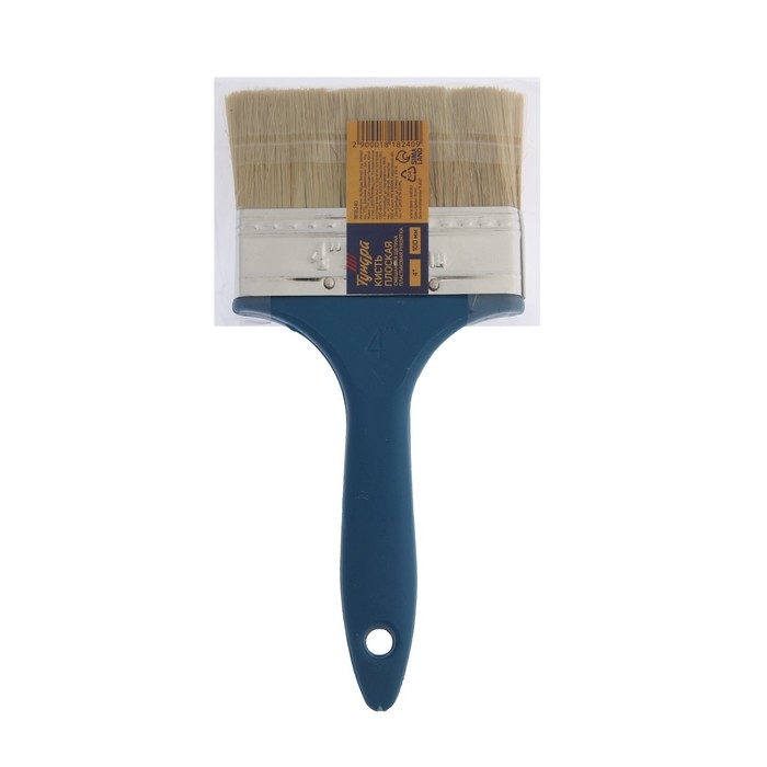 Кисть плоская ТУНДРА, смешанная щетина, пластиковая рукоятка, 4 Кисть плоская ТУНДРА, смешанная щетина, пластиковая рукоятка, 4", 100 мм