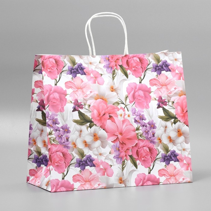 Пакет подарочный крафтовый, упаковка, «Подарок для тебя»,цветы, 32 х 28 х 15 см Пакет подарочный крафтовый, упаковка, «Подарок для тебя»,цветы, 32 х 28 х 15 см