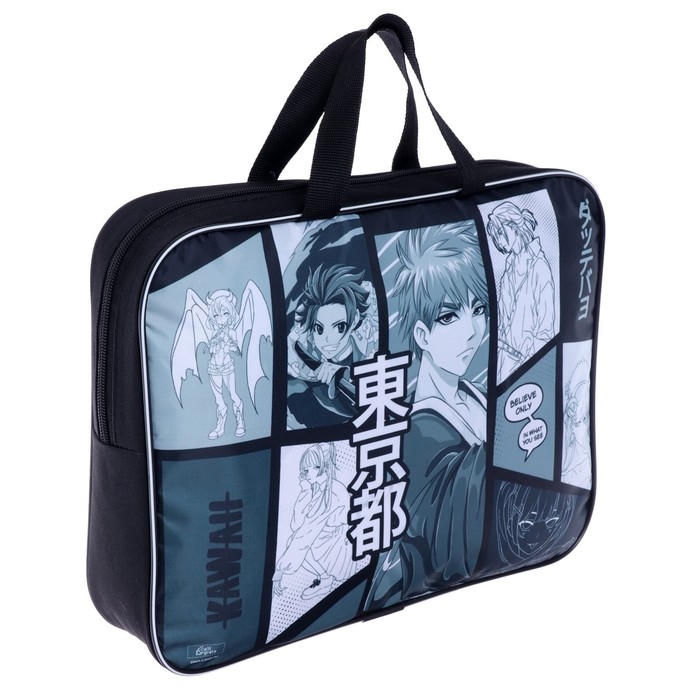 Папка с ручками текстильная А4, 350 х 270 х 70 мм, Calligrata,  Папка с ручками текстильная А4, 350 х 270 х 70 мм, Calligrata, "Аниме"