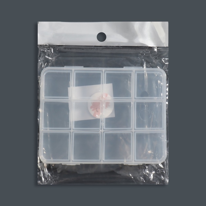 Органайзер для декора, 12 секций, размер 11 &times; 8,5 &times; 1,5 см, цвет прозрачный