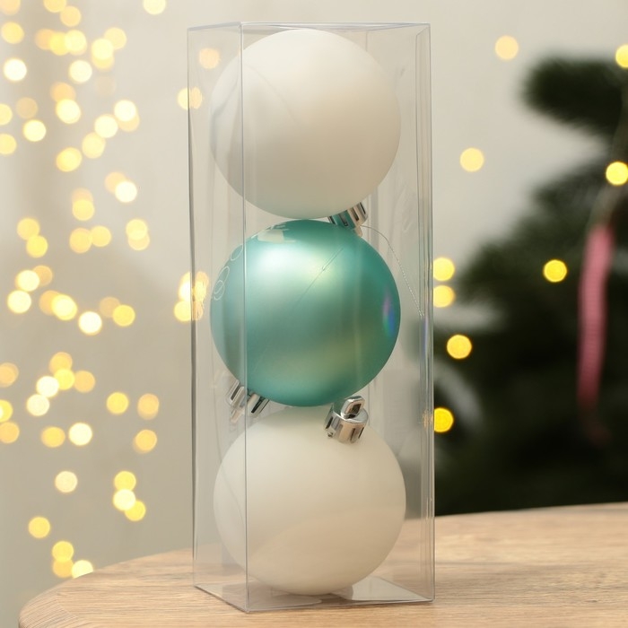 Шары ёлочные новогодние «Тепла и уюта!», на Новый год, пластик, d=6, 3 шт., цвет голубой и белый Шары ёлочные новогодние «Тепла и уюта!», на Новый год, пластик, d=6, 3 шт., цвет голубой и белый