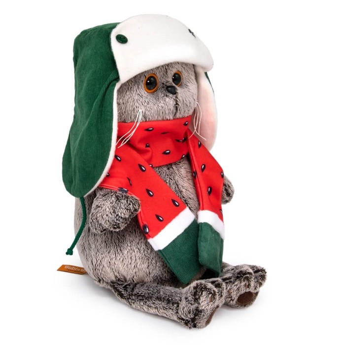 Мягкая игрушка «Басик» в двусторонней шапке и шарфе, 19 см Мягкая игрушка «Басик» в двусторонней шапке и шарфе, 19 см